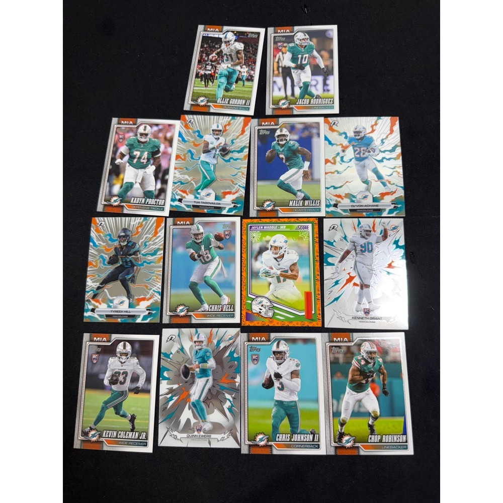 Topps Score Miami Dolphins 12 Card Lot Tua Tyreek Waddle RC Excellent NFL Mixed